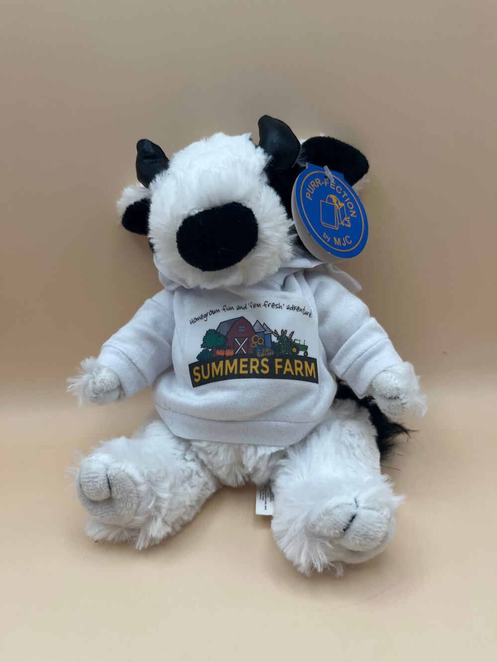 Purr-Fection by MJC Cow Plush Summers Farm Hoodie Black White Sitting Cow 9" NWT